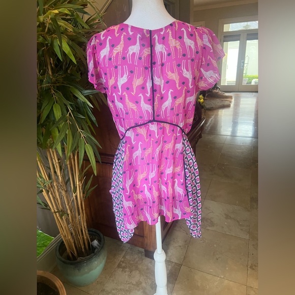 ND Weekend ladies, short sleeve floaty, scarf style top Small giraffe print pink - Picture 11 of 14